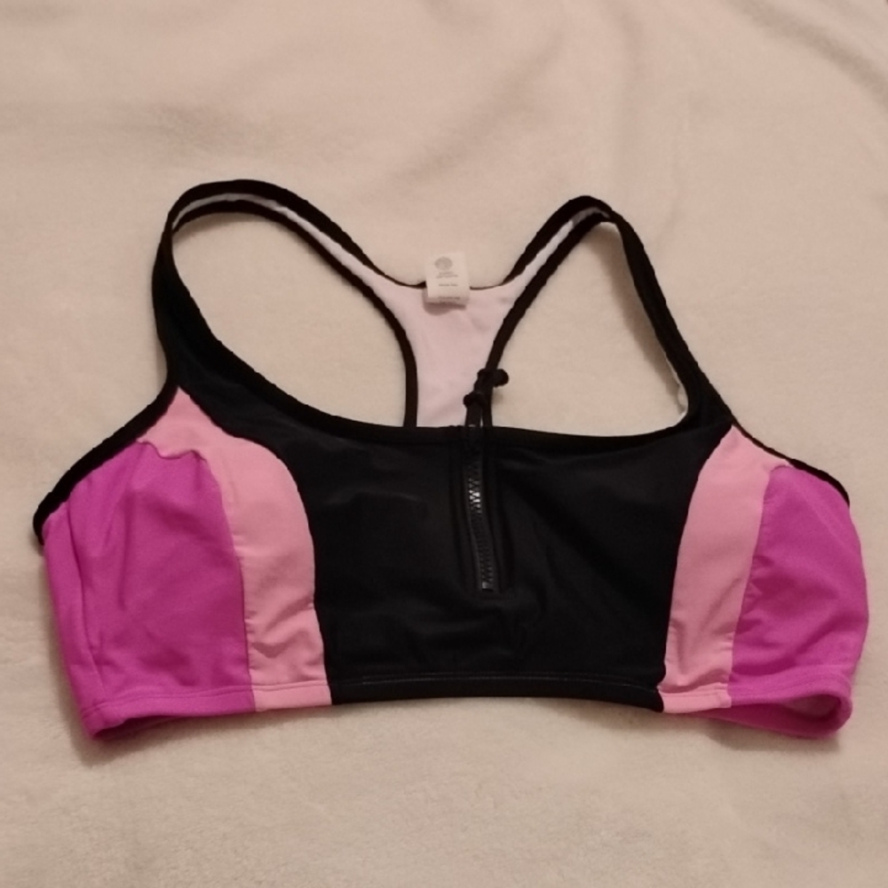 Rare Sport's Illustrated Black and Pink Sports Bra